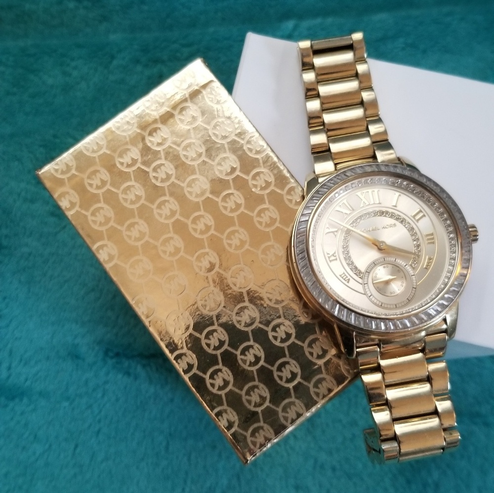 Michael kors gold tone choreographed women watch